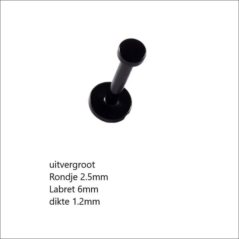 Zwarte Helixpiercing met 2.5mm Rondje - Unisex