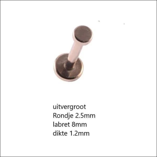 Ros&Atilde;&copy;gouden Helix Labret met Rondje 2.5mm - Unisex