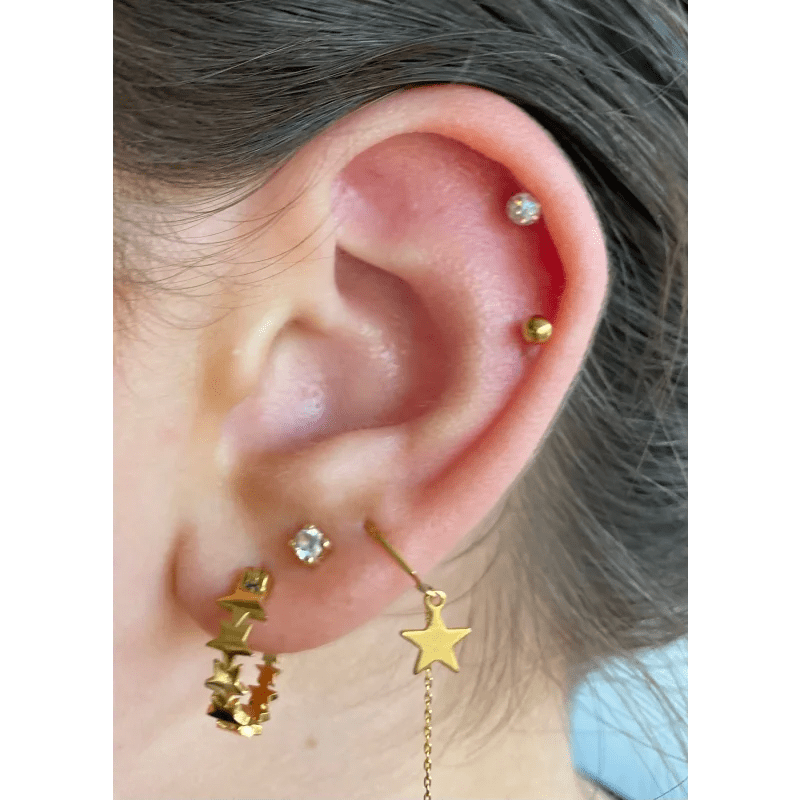 Helix Piercing met Ab Kristallen - 8mm staafje - Heren