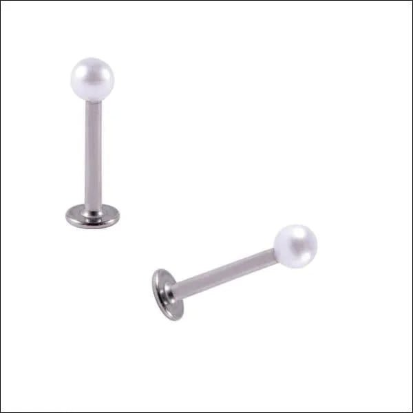 RVS Parel Helix Piercing Wit 3mm 8x1.2mm - Tragus Labret - Unisex