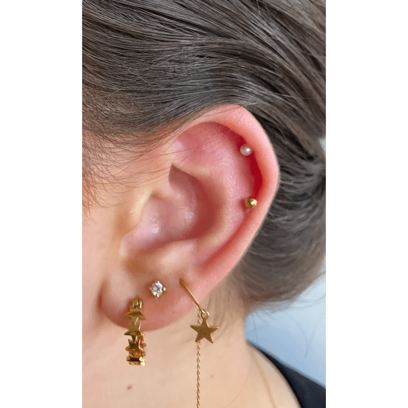 RVS Parel Helix Piercing Wit 3mm 8x1.2mm - Tragus Labret - Unisex