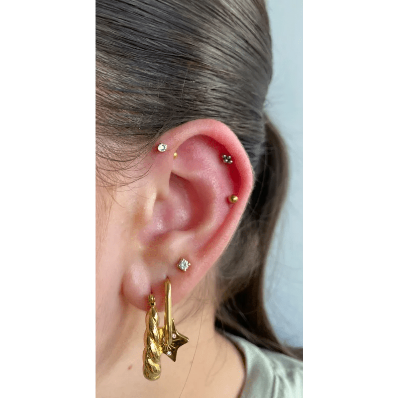 Zilverkleurige 3x4mm Helix Labret met Bolletjes - Unisex