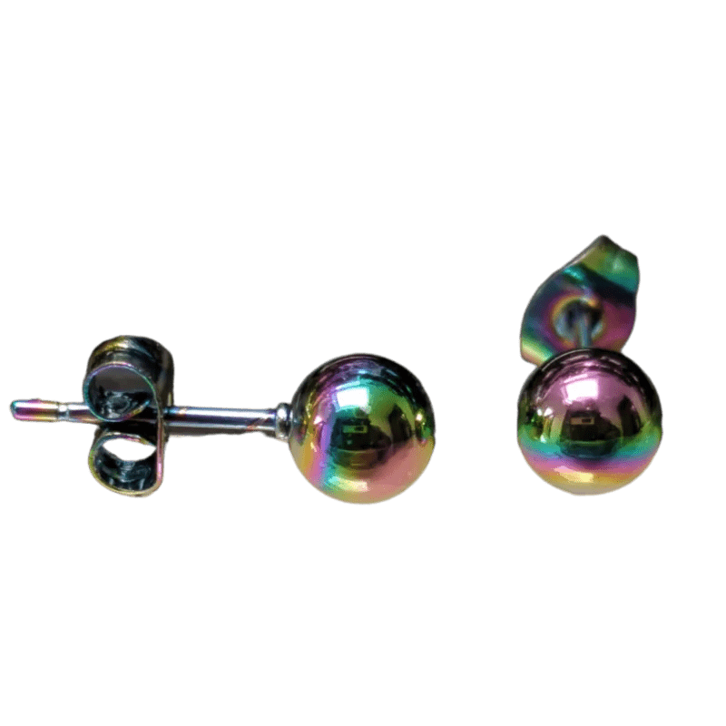 Stalen Bolletjes Oorbellen - Maten en Kleuren - Multikleurig / 6 mm -