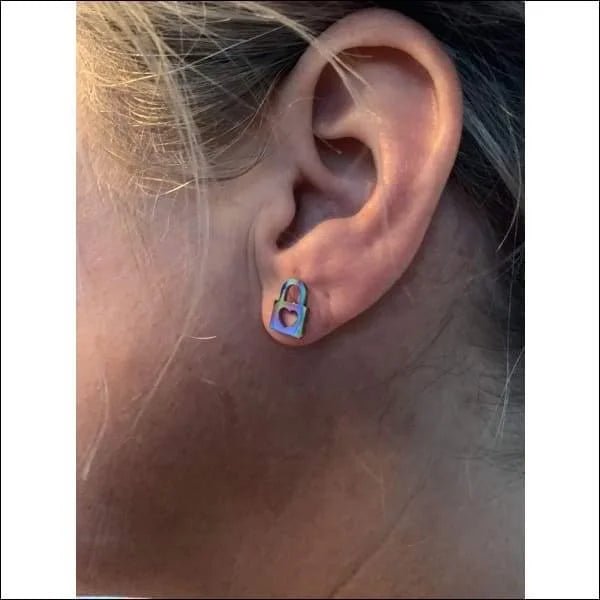 Vrolijke Stalen Slotjes Oorbellen - Regenboogkleur-10mm -