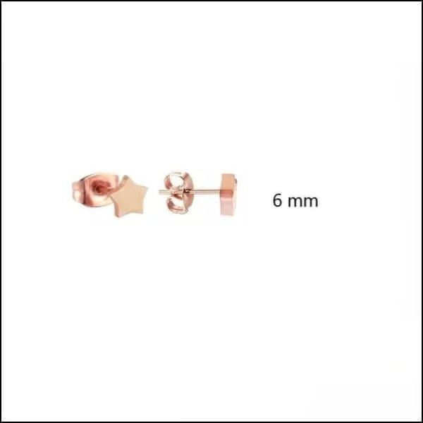 RVS Ster Oorbellen Diverse Kleuren - Verjaardag Cadeau Oorstekers - 6mm / Ros&Atilde;&copy;kleurig -