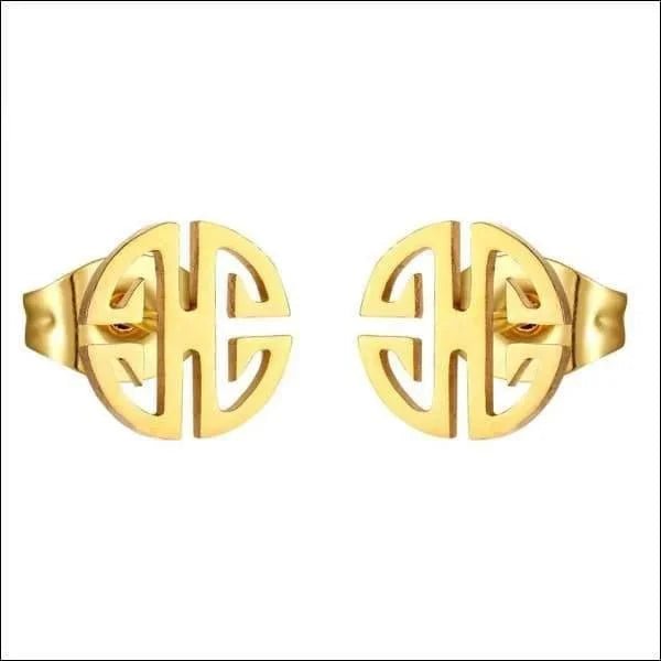 Stalen Oorbellen Goudkleur Rond - Trendy Cadeautjes - Dollarteken-8mm -