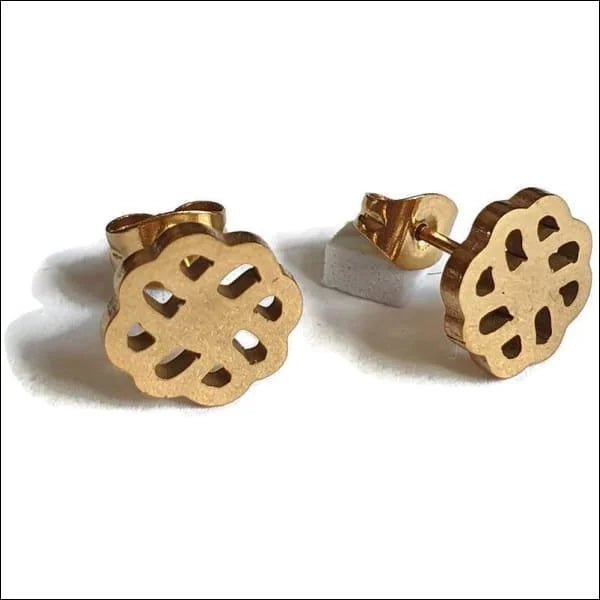 Stalen Oorbellen Goudkleur Rond - Trendy Cadeautjes - Dollarteken-8mm -