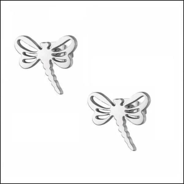 RVS Libel Oorbellen Kleurrijk 10mm - Juffer Oorstekers - Goudkleur-10x8mm -
