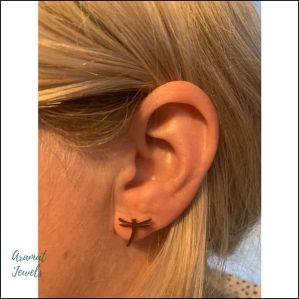 RVS Libel Oorbellen Kleurrijk 10mm - Juffer Oorstekers - Goudkleur-10mm -