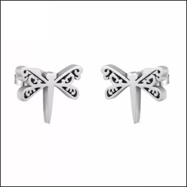 RVS Libel Oorbellen Kleurrijk 10mm - Juffer Oorstekers - Zilverkleurig-10x8mm -