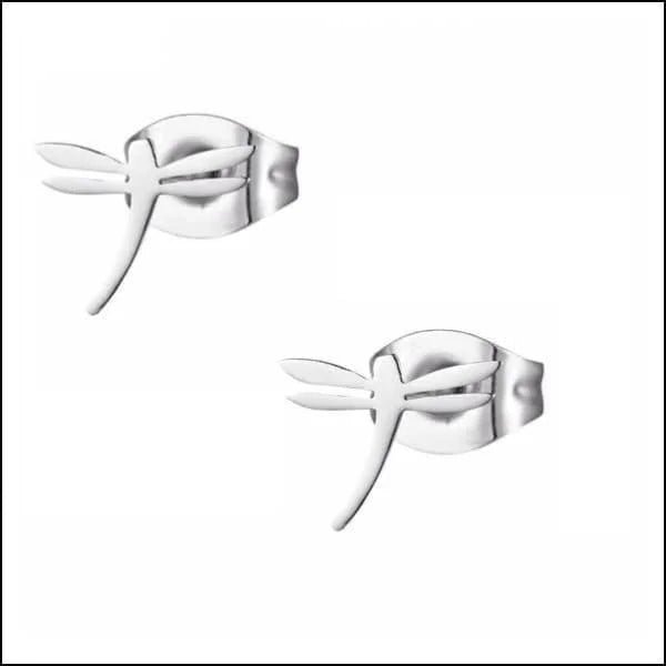 RVS Libel Oorbellen Kleurrijk 10mm - Juffer Oorstekers - Zilverkleurig-10x8mm -