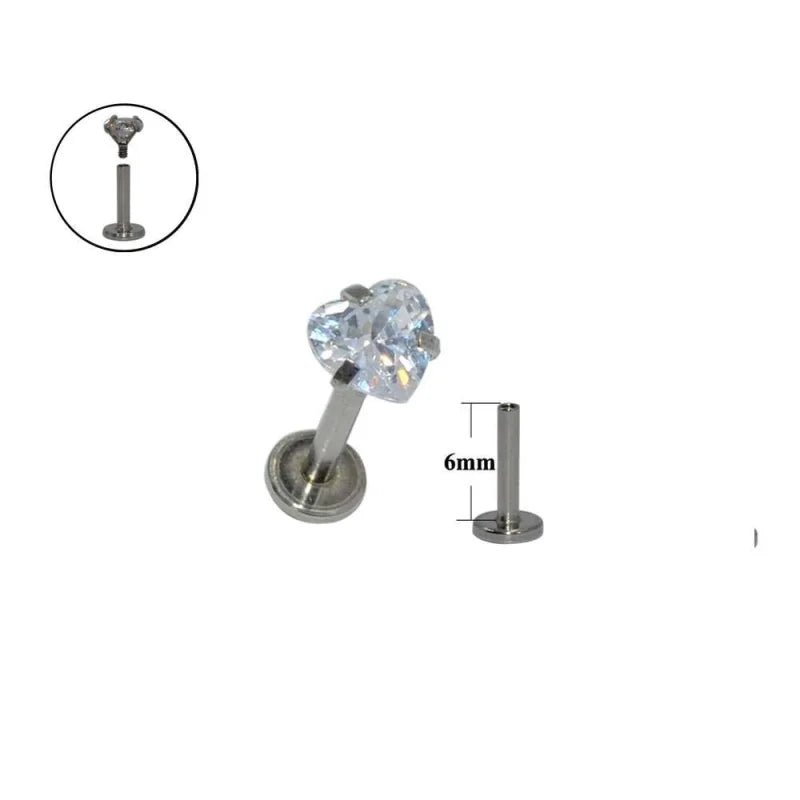 Hartvormig Steentje Helix Tragus Piercing 4mm - Unisex