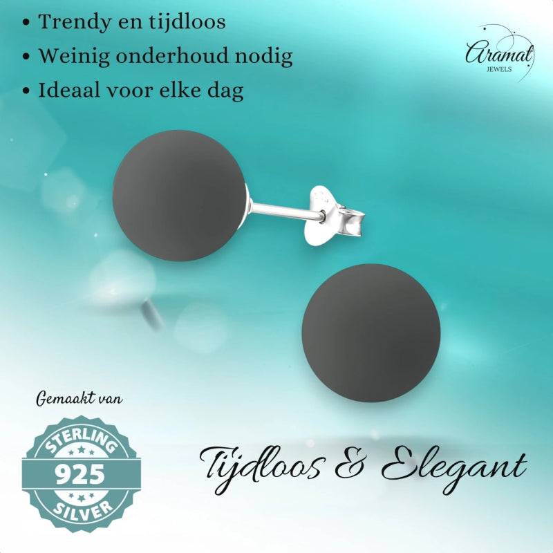 Zilveren parel oorstekers met grijze parel &acirc;&euro;&ldquo; 10 mm -