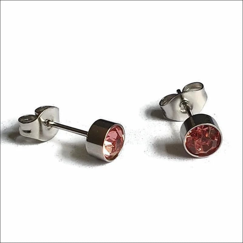 Stalen Oorbellen Lichtroze Zirkonia &acirc;&euro;&ldquo; 5mm - Heren