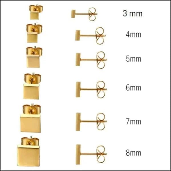 RVS Vierkante Oorbellen Diverse Kleuren - Geometrische Oorstekers - Goudkleur / 6mm -