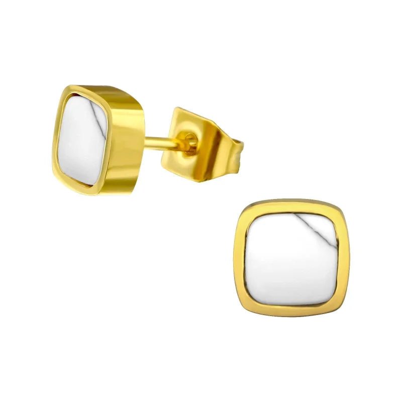 RVS Vierkante Oorstekers Zwart 6mm - Minimalistisch Design - 9mm / Ros&Atilde;&copy;kleurig -