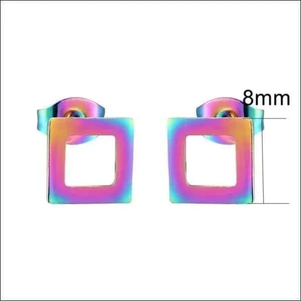 RVS Vierkante Oorstekers Zwart 6mm - Minimalistisch Design - 7mm / Goudkleurig -