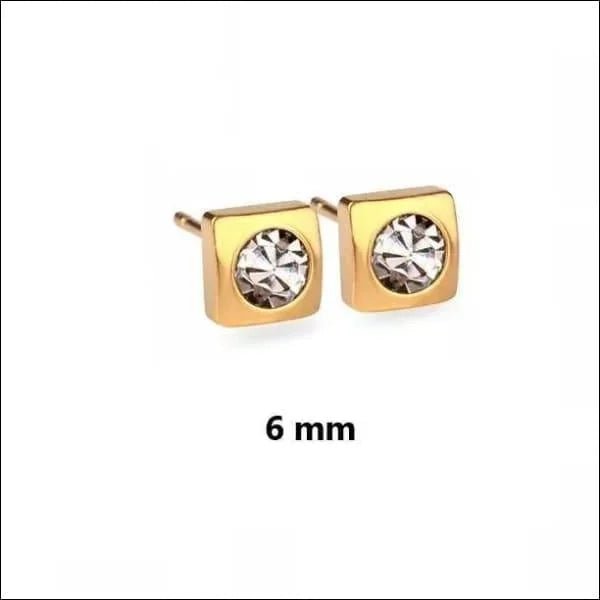 RVS Vierkante Oorstekers Zwart 6mm - Minimalistisch Design - 8mm / Goudkleurig-Sandblasted -