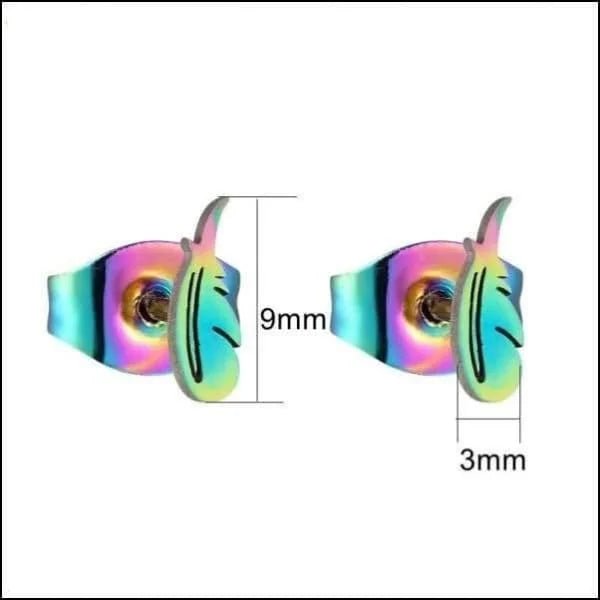 RVS Veertjes Oorbellen Diverse Kleuren 10-15mm - Veer Oorstekers - Multikleur-9x3mm -