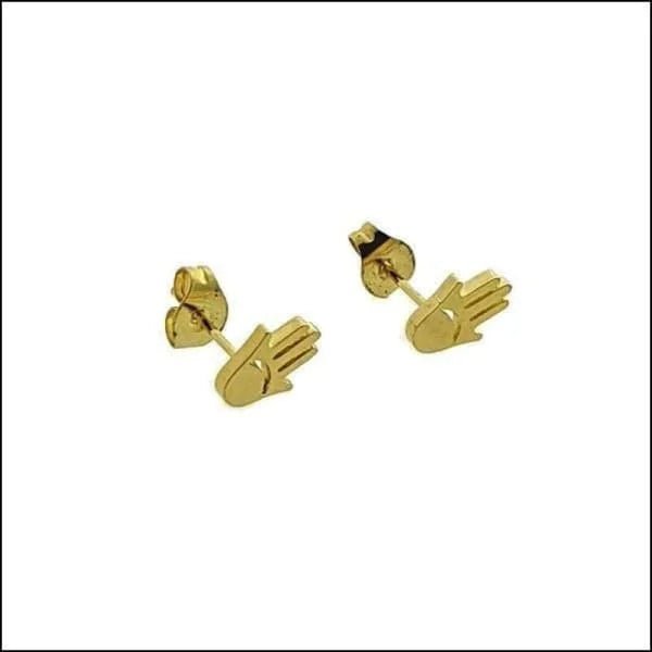 Stalen oorbellen Hamsa Hand - Goudkleurig-8x6mm -