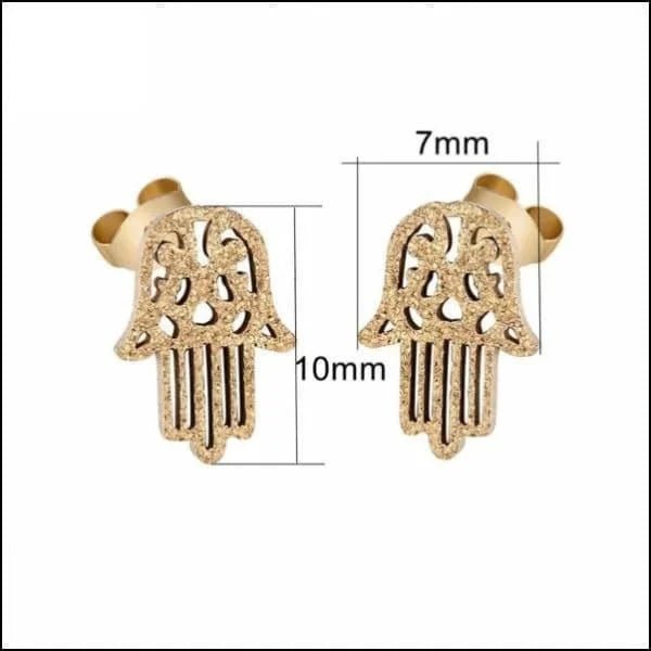 Stalen oorbellen Hamsa Hand - Zilverkleurig-10x7mm -
