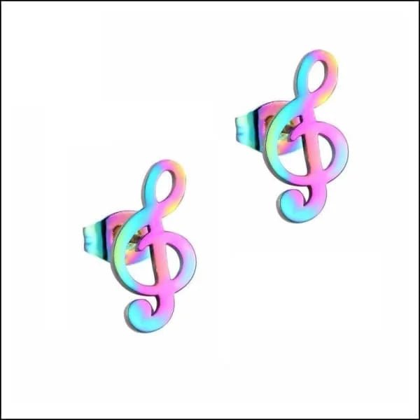 Muzieknoten Oorbellen - Stalen Oorbellen - Muzieknoot-Goudkleur-7x4mm -