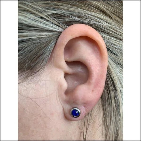 RVS Ronde Oorbellen met Zirkonia  - Diverse Kleuren Studs - Zilverkleur / Blauw / 6mm -