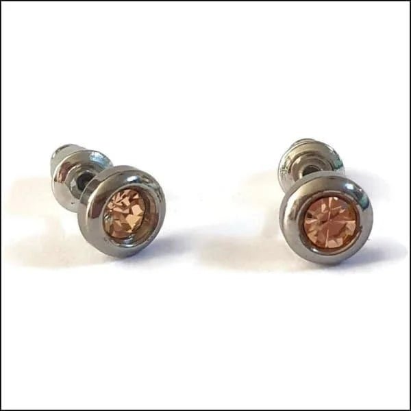 RVS Ronde Oorbellen met Zirkonia  - Diverse Kleuren Studs - Zilverkleur / Champagne / 6mm -