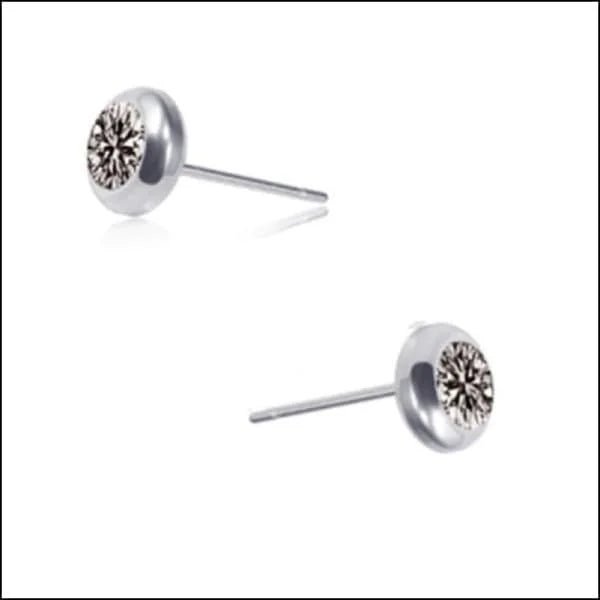 RVS Ronde Oorbellen met Zirkonia  - Diverse Kleuren Studs - Zilverkleur / Grijs / 4mm -
