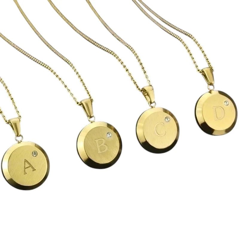 Goudkleurige Initiaal Ketting met Zirkonia Steentje - 45cm - A - Unisex