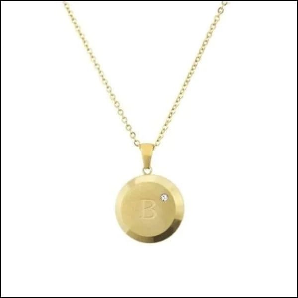 Goudkleurige Initiaal Ketting met Zirkonia Steentje - 45cm - A - Unisex