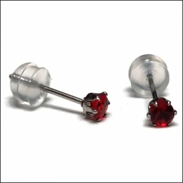 RVS Zirkonia Oorbellen Rond 3-8mm - Diverse Kleuren Oorstekers - Zilverkleur / 3mm / Rood -