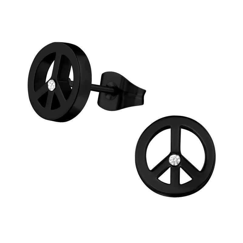 Vredesteken Oorbellen - Zirkonia-Zwart-9mm -
