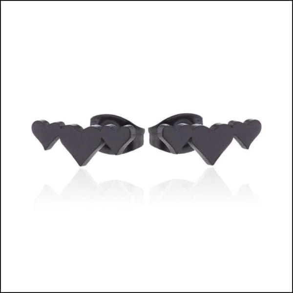 RVS Oorstekers met 3 Hartjes Zilverkleur - Romantische Studs - Goudkleurig-11x4mm -