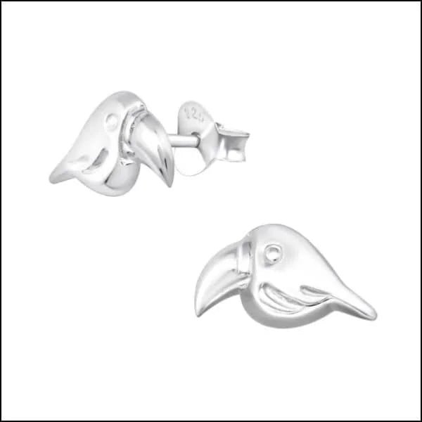 Zilveren Vogel Oorbellen emaille - Toekan-12x6mm -