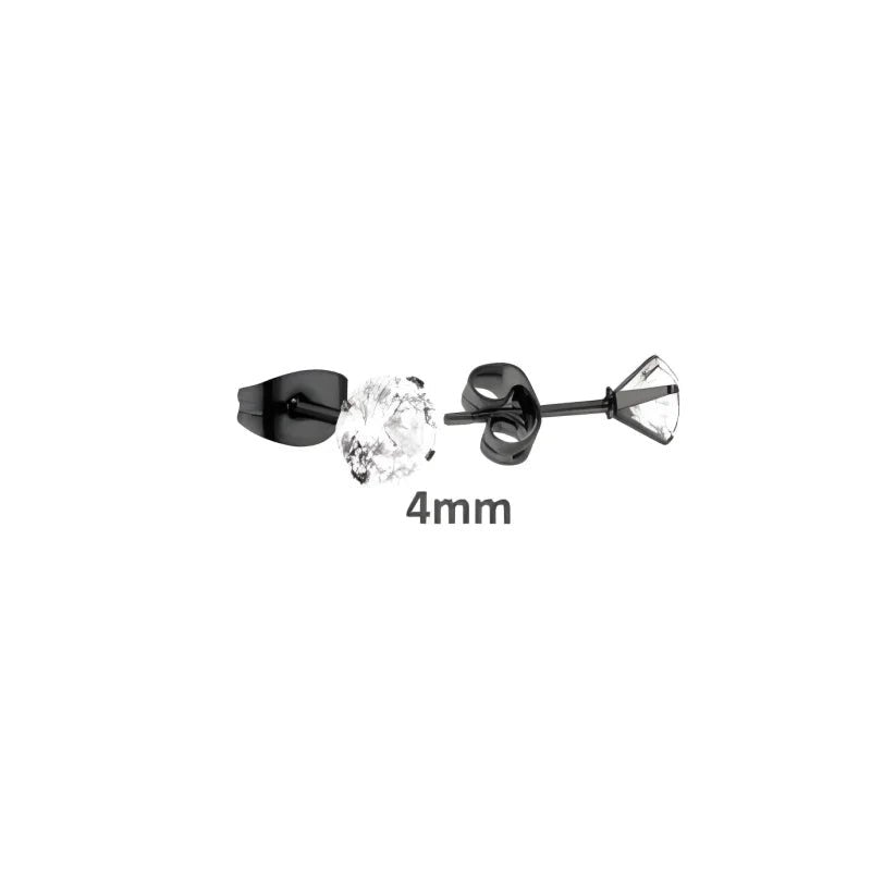 Fonkelende Zwarte Zirkonia Oorbellen - 4mm -