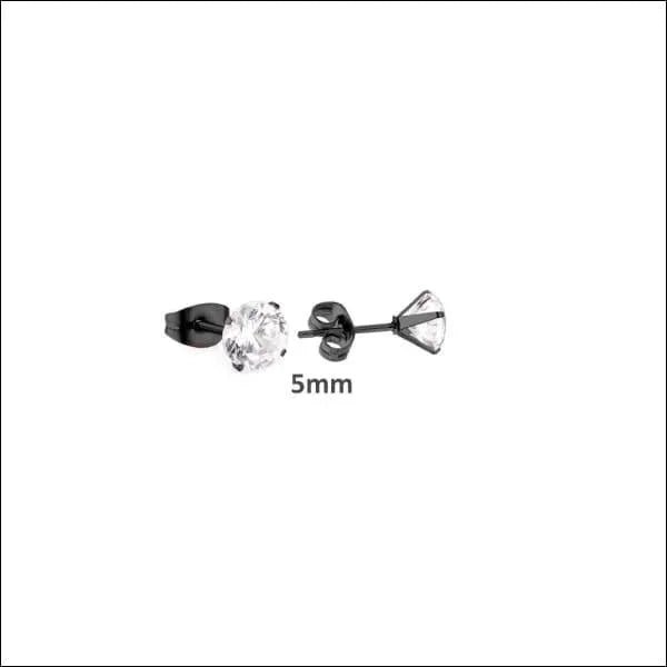 Fonkelende Zwarte Zirkonia Oorbellen - 4mm -