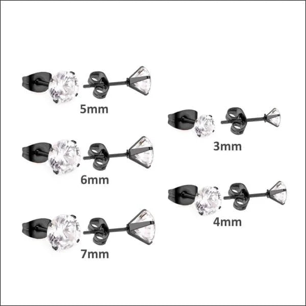 Fonkelende Zwarte Zirkonia Oorbellen - 5mm -
