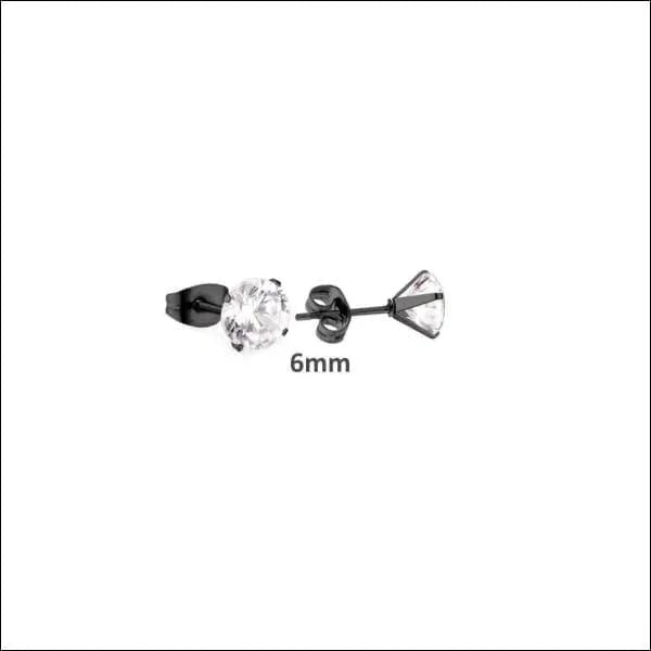 Fonkelende Zwarte Zirkonia Oorbellen - 6mm -