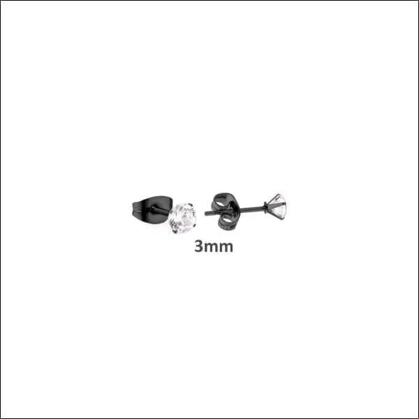 Fonkelende Zwarte Zirkonia Oorbellen - 6mm -