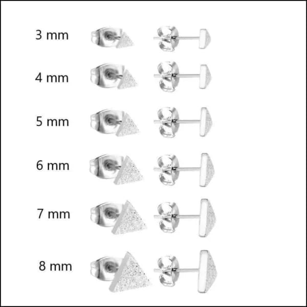 RVS Driehoek Oorbellen Diverse Kleuren 8-12mm - Geometrische Studs - Ros&Atilde;&copy;kleurig / 3mm 