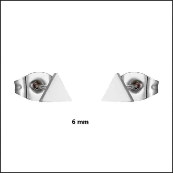 RVS Driehoek Oorbellen Diverse Kleuren 8-12mm - Geometrische Studs - Zilverkleur / 7mm -
