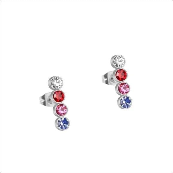 Stalen Oorbellen Bar - Zirkonia Oorbellen - multikleur-16x4mm -