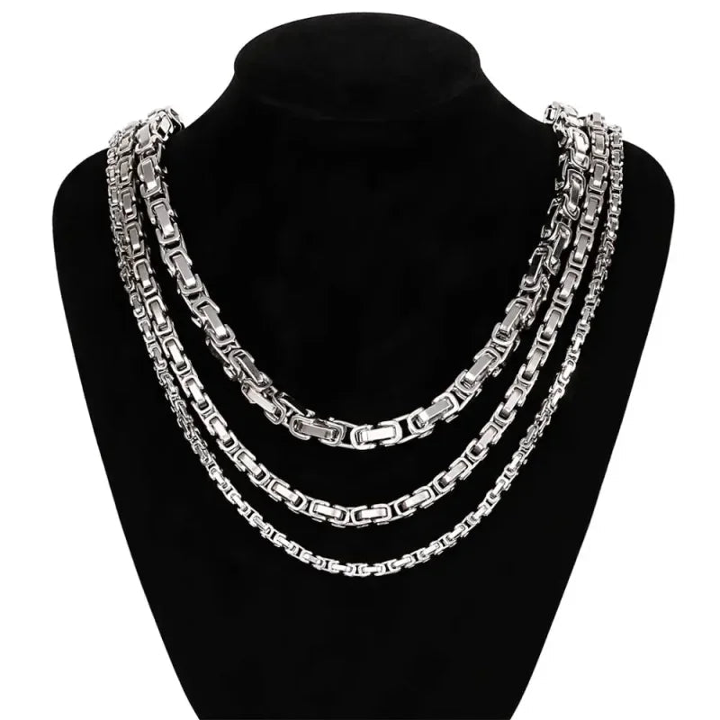 RVS Koningsketting Zilverkleurig Vierkant &acirc;&euro;&ldquo; Stoere Ketting Man Unisex Staal - 60c