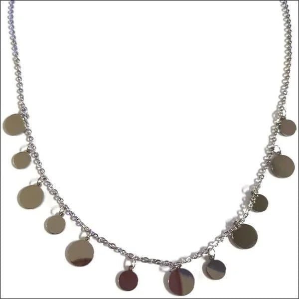 Zilverkleurige Rondjes Stalen Halsketting &acirc;&euro;&ldquo; 45cm Schakelketting RVS Dames - Unise