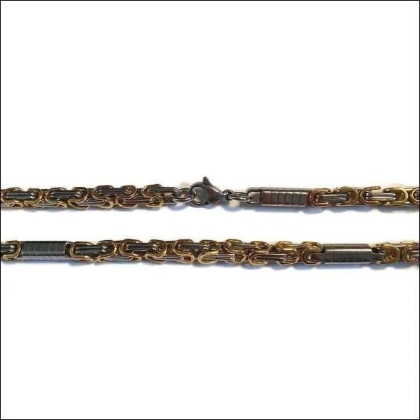 RVS Koningsketting Bicolor &acirc;&euro;&ldquo; Zilver & Goudkleurig Schakelketting Staal Unisex