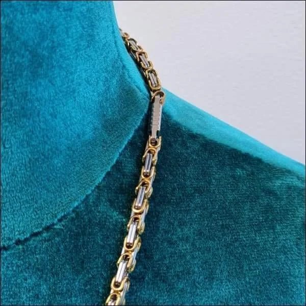 RVS Koningsketting Bicolor &acirc;&euro;&ldquo; Zilver & Goudkleurig Schakelketting Staal Unisex