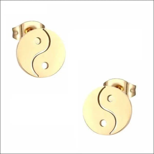 Goudkleurige Ying-Yang Oorbellen | RVS 10mm -