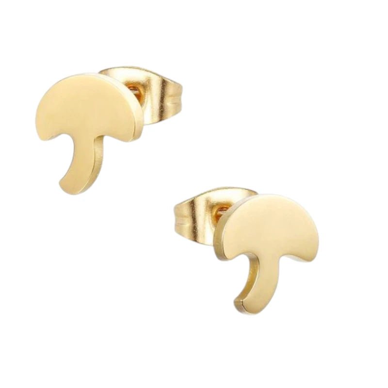 Goudkleurige Paddenstoel Oorbellen 10mm -