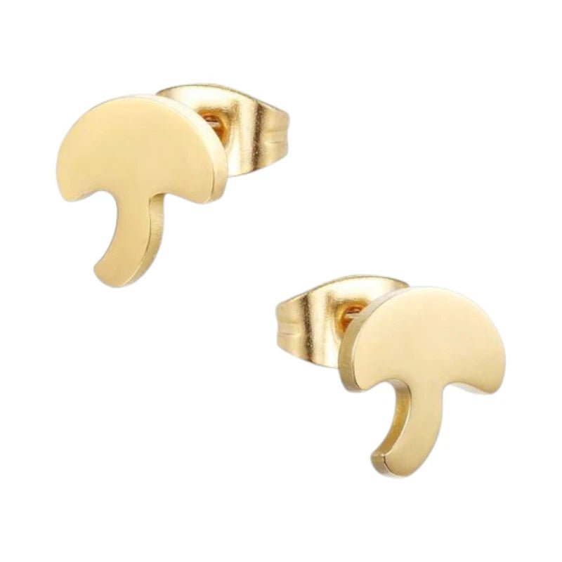 Goudkleurige Paddenstoel Oorbellen 10mm -